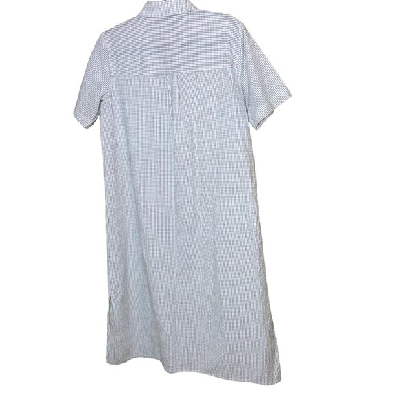 Eileen Fisher Womens Checkered Shirtdress Size XXS White Organic Cotton Ripple - Picture 9 of 10